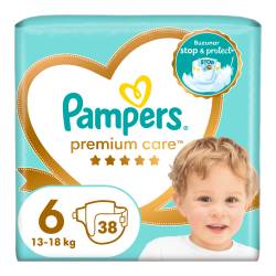 Scutece Premium Care, marimea 6, 15+kg, 38 bucati, Pampers