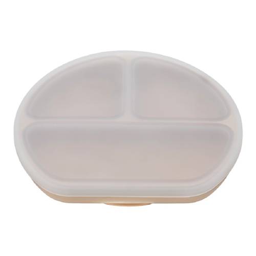 Farfurie din silicon cu capac, 6 luni+, Bubble Beige, Appekids