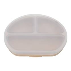 Farfurie din silicon cu capac, 6 luni+, Bubble Beige, Appekids