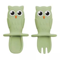 Set tacamuri din silicon Bufnita, 6 luni+, Raw Green, Appekids