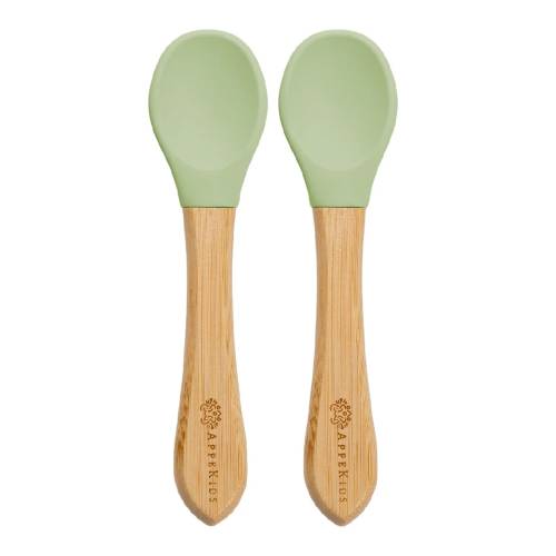 Set lingurite din bambus, 6 luni+, Raw Green, Appekids