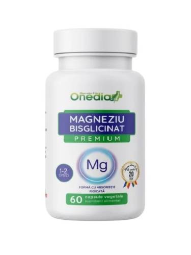 MAGNEZIU BISGLICINAT PREMIUM 60, capsule vegetale, ONEDIA