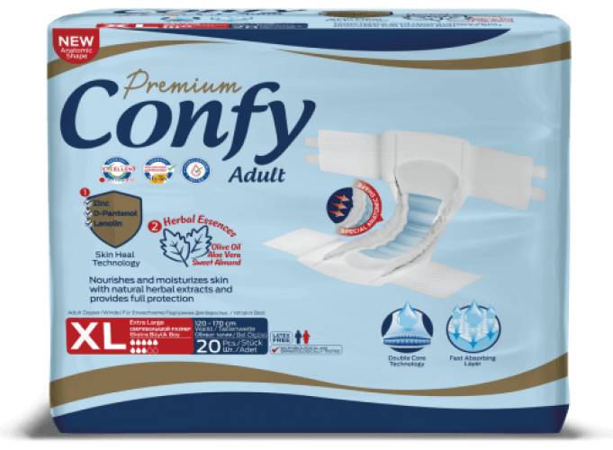 Scutece pentru adulti Premium Marime L, 20 bucati, Confy