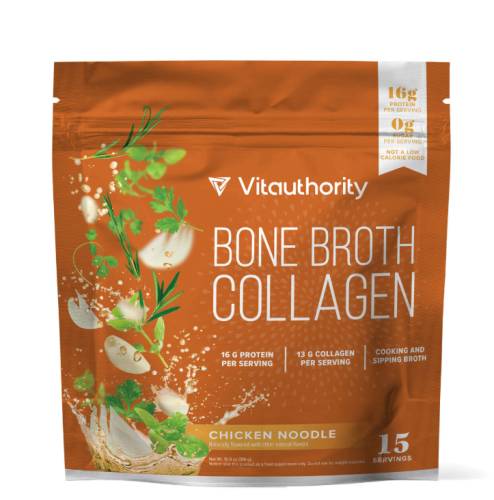 Bone Broth Collagen cu Aroma Naturala De Supa De Pui, 310 g, Vitauthority - GNC