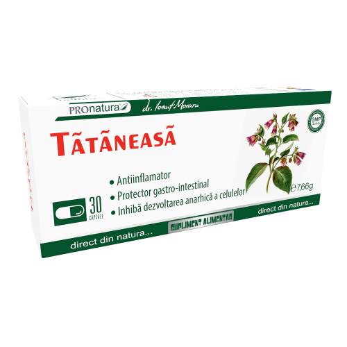 Tataneasa, ajuta la reducerea aciditatii gastrice, 30 capsule, Medica - ProNatura