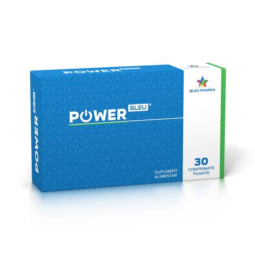 POWER BLEU - L-arginina si Tribulus terrestris, 30 COMPRIMATE FILMATE, BLEU PHARMA