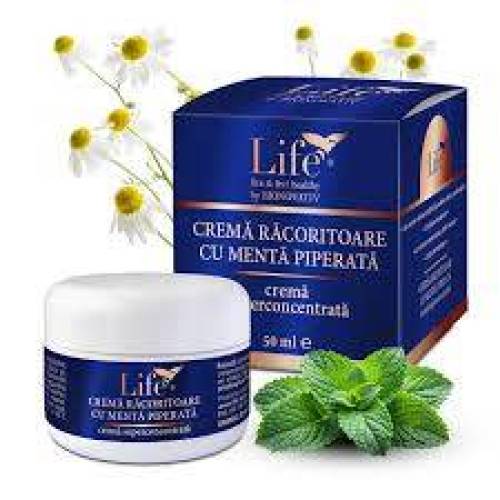 Crema racoritoare cu menta piperata, 50 ml, Life Bio
