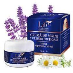 Crema de maini cu 7 uleiuri pretioase, 50 ml, Life Bio
