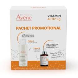 Pachet Ser Corector cu Efect de Luminozitate Vitamin Activ Cg 30 ml + Apa Demachianta 100 ml, Avene
