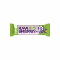 Bombus Baton energizant, Raw Energy, cu coacaze negre si nuca de cocos, 50g