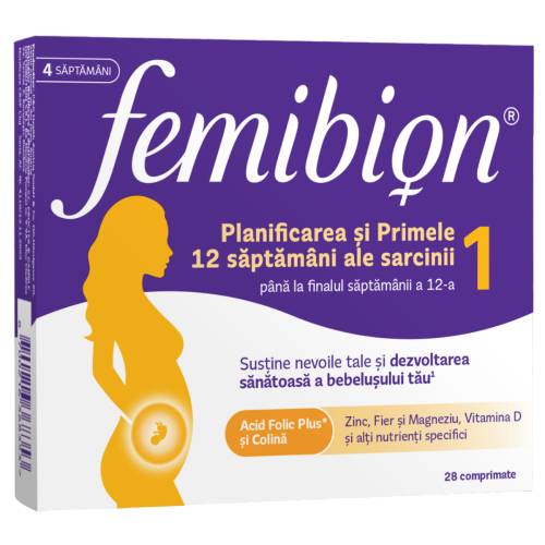 Femibion 1 Planificarea si Primele 12 Saptamani ale Sarcinii, 28 comprimate filmate