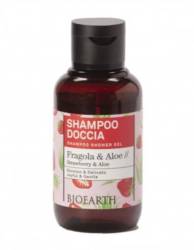 Sampon si gel de dus, Travel size, cu Capsuni si Aloe, 100 ml, Family Bioearth
