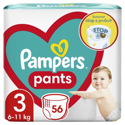 Scutece-chilotel Pants Marimea 3 pentru 6-11 kg, 56 bucati, Pampers