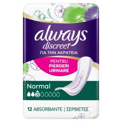 Absorbante pentru incontinenta urinara Discreet Normal, 12 bucati, Always
