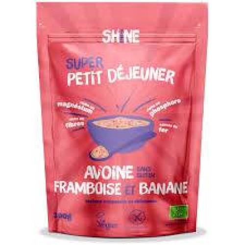 Cereale instant cu ovaz, zmeura si banane, eco-bio, 300 g, Shine