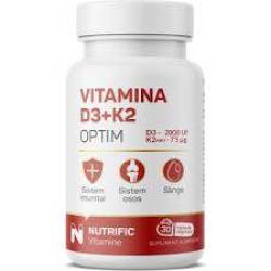 Vitamina D3 2000 UI si K2 75 mcg, Optim, 30 capsule vegetale, Nutrific
