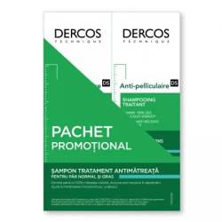 Pachet Sampon Tratament Anti-Matreata Par Normal-Gras Dercos, 200 ml + 200 ml, Vichy