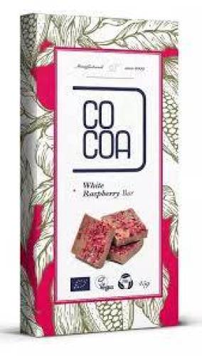 Ciocolata alba cu zmeura, eco-bio, 45 g, Cocoa