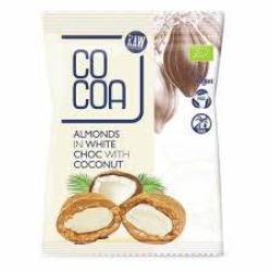 Migdale in ciocolata alba cu cocos, eco-bio, 70 g, Cocoa