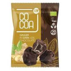 Ghimbir invelit in ciocolata neagra 65 %, eco-bio, 70 g Cocoa