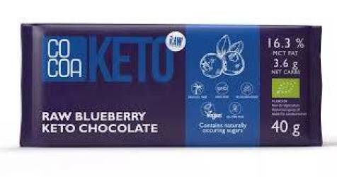 Ciocolata neagra cu afine Keto, eco-bio, 40 g, Cocoa