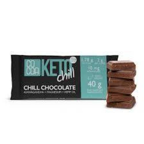 Ciocolata cu Ashwaganda, Magneziu si Ulei de Canepa Chill, Keto, eco-bio, 40 g, Cocoa
