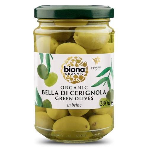 Masline verzi Bella di Cerignola in saramura, eco-bio, 280 g, Biona