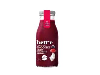 Smoothie cu zmeura, acai si cocos, fara zahar, eco-bio, 250 ml, Bettr