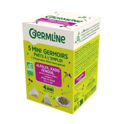 Mini germinatoare cu seminte de alfalfa, ridiche si fenicul, eco-bio, 5 bucati x 8g, 40 g, Germline