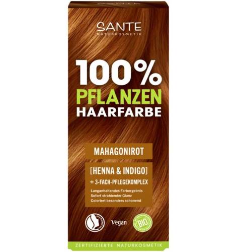 Vopsea pentru par, pe baza de plante, rosu-mahon, eco-bio, 100 g, Sante
