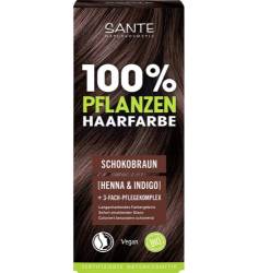 Vopsea pentru par, pe baza de plante, Saten ciocolata, eco-bio, 100 g Sante