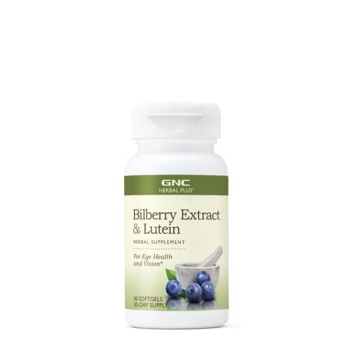 Herbal Plus Bilberry Extract & Lutein, Extract Afine + Luteina, 30 capsule, Gnc