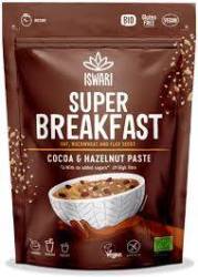 Mic dejun cu ovaz, cacao si crema de alune padure, fara zahar, eco-bio, 360 g, Iswari