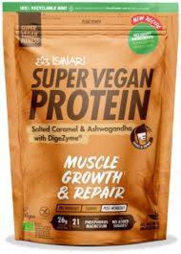 Pulbere proteica cu aroma de caramel sarat, dupa efort, Super Vegan, eco-bio, 875 g, Iswari