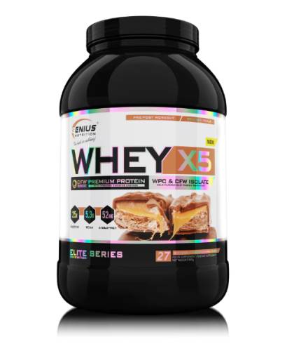 Pudra proteica cu aroma de ciocolata cu caramel Whey-X5, 900g, Genius Nutrition