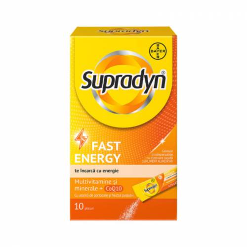 Multivitamine si minerale Supradyn Fast Energy, 10 plicuri, Bayer