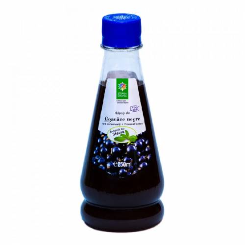 Sirop de coacaze negre indulcit cu stevie, 250 ml, Steaua Divina