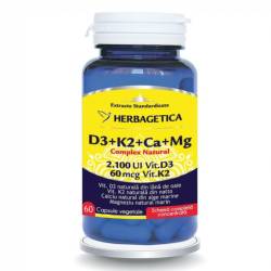Complex natural D3+K2+Ca+Mg, 60 capsule, Herbagetica