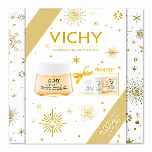 Trusa Xmas Crema antirid de zi cu efect de redensificare si reumplere Neovadiol Peri-Menopause, 50 ml, Vichy