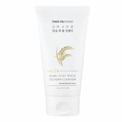 Masca-spuma din argila pentru curatarea tenului Rice Pure, 150ml, Thank You Farmer
