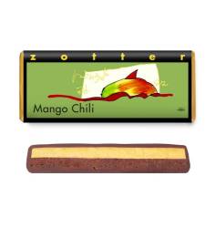 Ciocolata neagra cu lapte umpluta cu mango chili, eco-bio si fairtrade, 70 g, Zotter