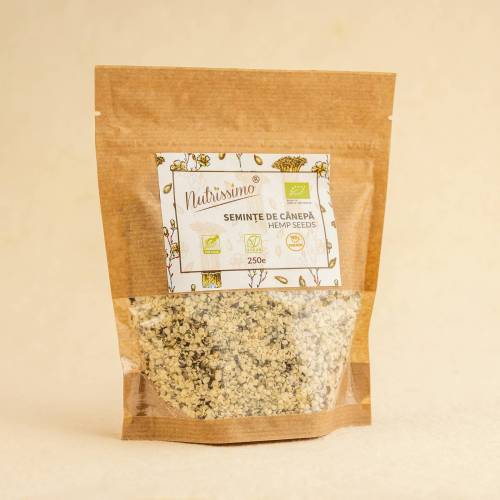 Seminte de canepa, eco-bio, 250 g, Nutrissimo