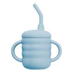 Cana din silicon cu pai Aqua Blue 6 luni+, 1 bucata, Appekids