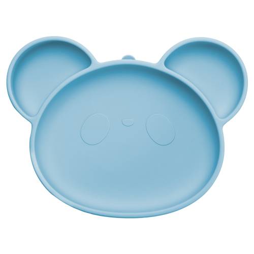 Farfurie din silicon cu ventuza Panda Aqua Blue 6 luni+, 1 bucata, Appekids