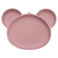 Farfurie din silicon cu ventuza Panda Old Rose 6 luni+, 1 bucata, Appekids