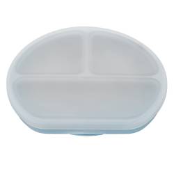 Farfurie compartimentata din silicon cu ventuza si capac Aqua Blue 6 luni+, 1 bucata, Appekids