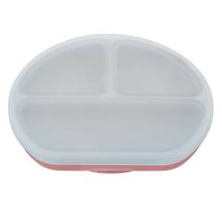Farfurie compartimentata din silicon cu ventuza si capac  Old Rose 6 luni+, 1 bucata, Appekids