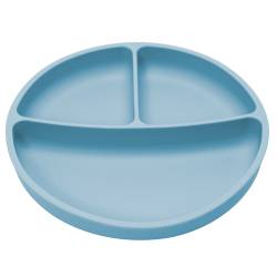 Farfurie compartimentata din silicon cu ventuza Aqua Blue 6 luni+, 1 bucata, Appekids