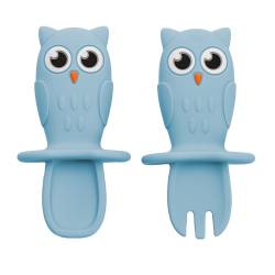 Set tacamuri din silicon Owl Aqua Blue 6 luni+, 1 bucata, Appekids