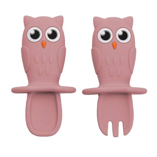 Set tacamuri din silicon Owl Old Rose 6 luni+, 1 bucata, Appekids
